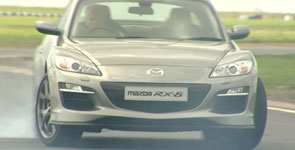 Johnny Herbert filmed by Media Inventions burning rubber in a Mazda RX-8 for a corporate web video production