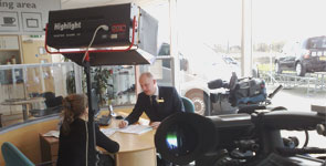 Media Inventions shooting a customer service training video preoduction at Platinum Renault, Trowbridge